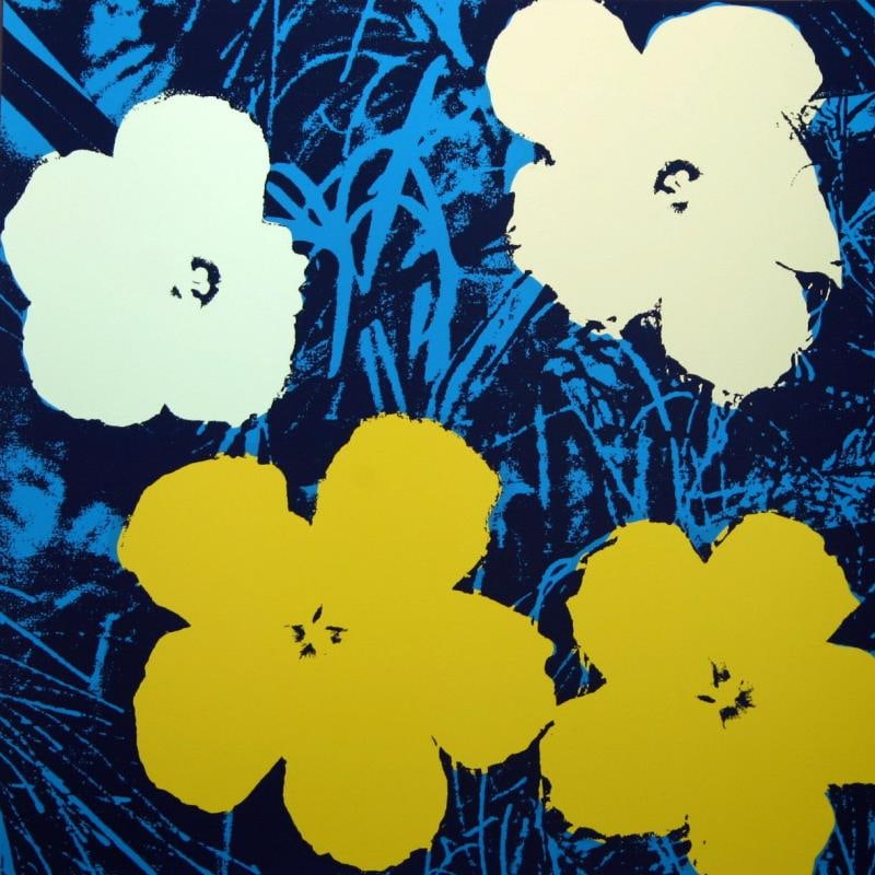 Flowers 11.72 by Sunday B. Morning: "Flowers 11.72" is a silk screen print on paper (open edition) from Sunday B Morning featuring the works of Andy Warhol. The piece is stamped in blue on the back with "Published by Sunday B. Morning" 
