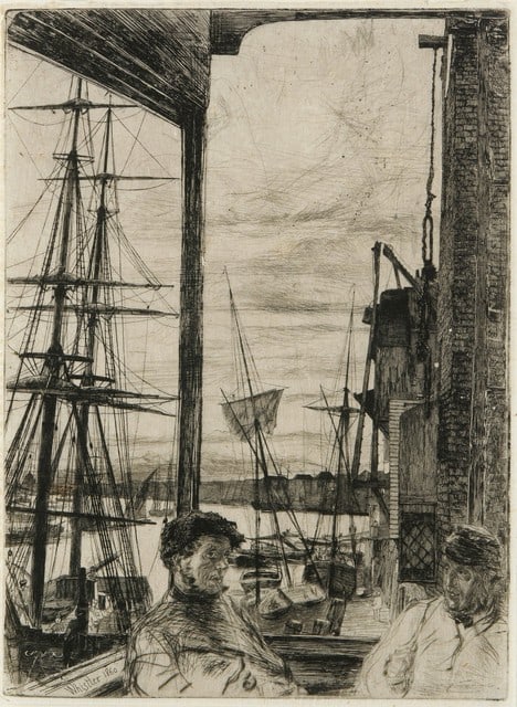 Whistler - Rotherhithe: Artist: James Abbott McNeill Whistler - Title: Rotherhithes - Medium: Fine Art Giclee on Canvas - Image Size: Approximately 20 inches x 14.5 inches - Framed: Unframed on Unstretched Canvas - Biography