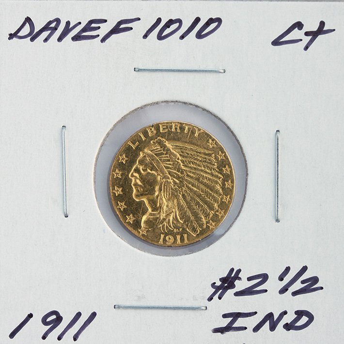 1911 $2 1/2 C+ Indian Head Quarter Eagle Gold Coin Dave: 1911 $2 1/2 C+ Indian Head Quarter Eagle Gold Coin DaveF1010. As-Is Condition! BP962TU. One 1911 $2 1/2 C+ Indian Head Quarter Eagle Gold Coin. Thank you for viewing this lot! We are always adding new