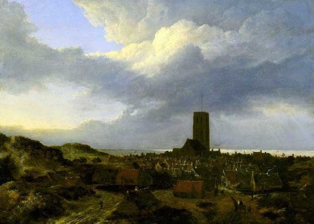 Ruisdale - View of Egmond: Artist: Jacob Isaackszoon Van Ruisdael - Title: View of Egmond - Medium: Fine Art Reproduction Giclee on Canvas - Image Size: Approximately 14.25 inches x 20 inches - Unframed on Unstretched Canvas - 