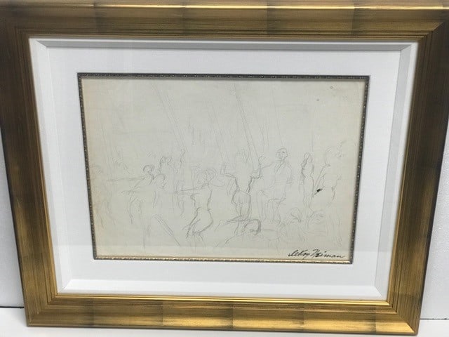 LeRoy Neiman "Dance Club": LeRoy Neiman "Dance Club" Original Graphite sketch on paper signed by LeRoy Neiman - Circa 1958 - Framed size = 34" x 28" - Includes Certificate of Authenticity