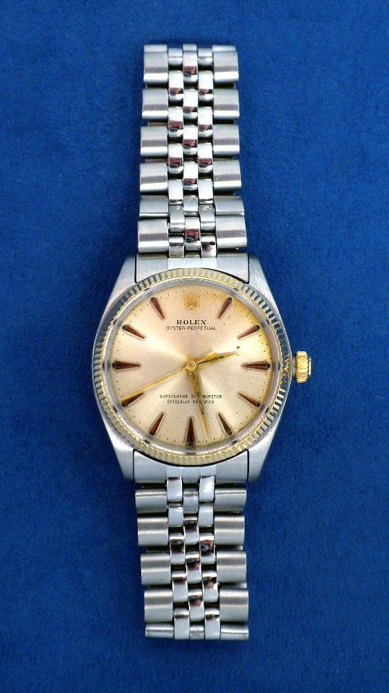 Gents Rolex Oyster Perpetual Wristwatch A3660: Gents Rolex Oyster Perpetual Wristwatch A3660. Great Condition! LN1021JM. One, gents, hand crafted and machine milled Rolex Oyster Perpetual wristwatch electronically tested 14KT yellow gold and stain
