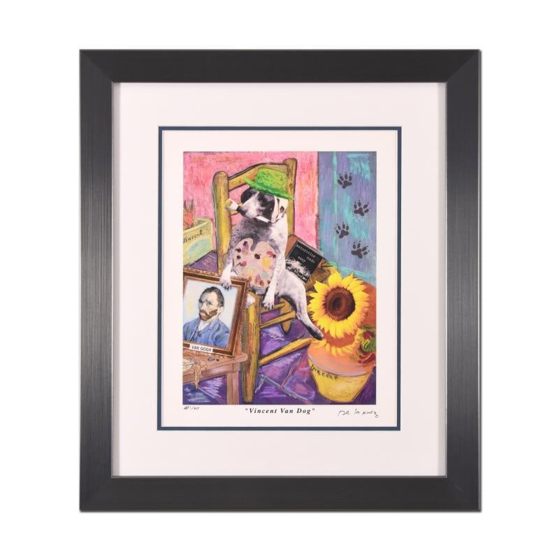 Vincent Van Dog by De La Nuez, Nelson: "Vincent Van Dog" is a limited edition artist proof on paper by Nelson De La Nuez, numbered and hand signed by the artist. This piece comes custom framed. Includes Letter of Authenticity. Measures app