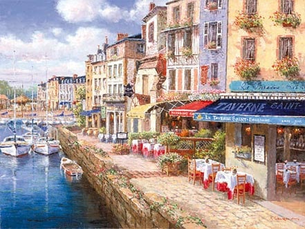 Harbor at Hon Fleur by Sam Park: Harbor at Hon Fleur by Sam Park. Unframed and stretched on Limited Edition enhanced canvas. Comes with certificate of Authenticity! Dimension (inches): 18x24