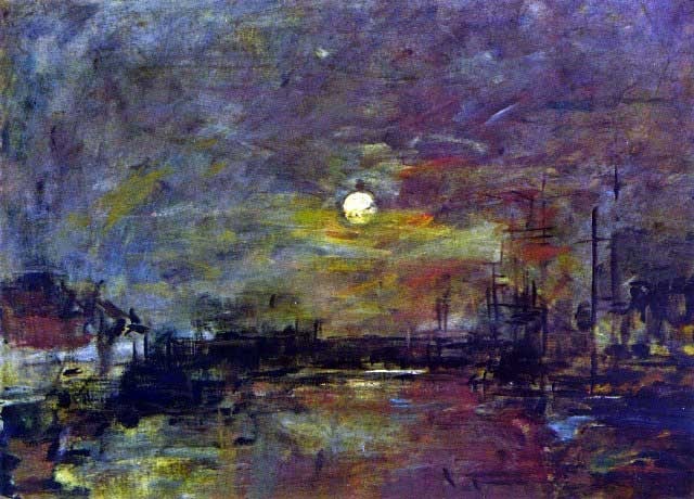 Eugene Louis Boudin - Dusk on the Port of Le Havre: Artist: Eugene Louis Boudin - Title: Dusk on the Port of Le Havre - Medium: Fine Art Reproduction Giclee on Canvas - Image Size: Approximately 14.25 inches x 20 inches - Unframed on Unstretched Canvas