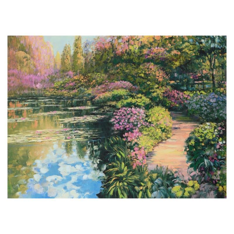 Giverny Path by Behrens (1933-2014): "Giverny Path" is a limited edition giclee on canvas by Howard Behrens (1933-2014), numbered and bearing the authorized signature of the artist. This piece is from Behrens' Legacy Edition. Includes Ce
