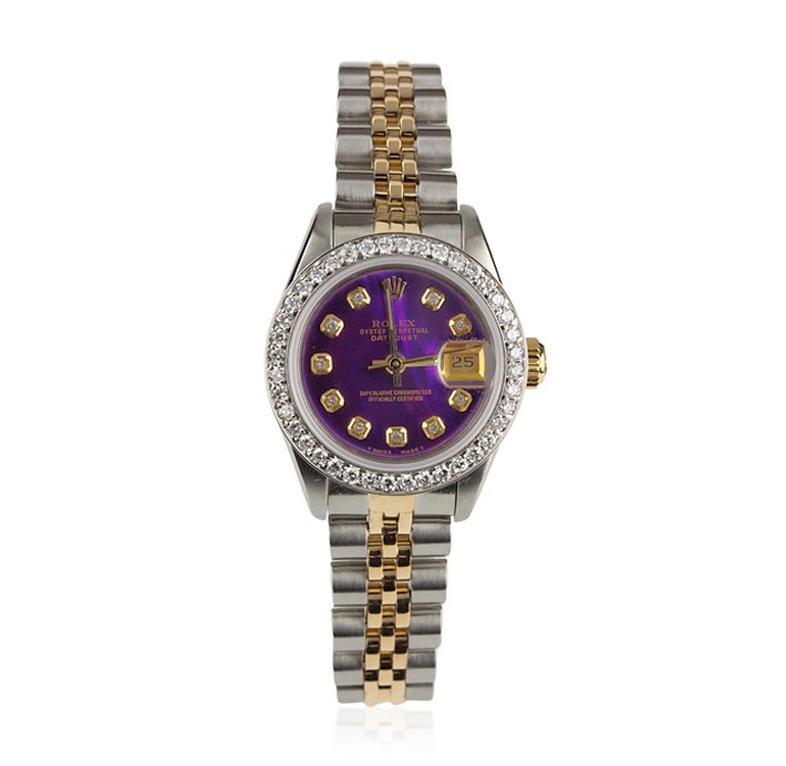 Ladies Rolex DateJust Two-Tone with Diamonds Wristwatch: Ladies Rolex DateJust Two-Tone with Diamonds Wristwatch GB678. Good Condition! XR1572MP. One ladies, hand crafted & machine milled Rolex DateJust Model Stainless Steel & 14KT yellow gold wristwatch el