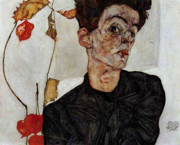 Egon Schiele - Self-Portrait: Artist: Egon Schiele - Title: Self-Portrait - Medium: Fine Art Reproduction Giclee on Canvas - Image Size: Approximately 16 inches x 20 inches - Unframed on Unstretched Canvas - Biography: Egon Leo Ad