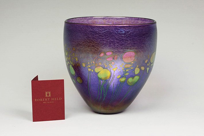 New Robert Held Art Glass Vase/Bowl "Giverny" ED1333: New Robert Held Art Glass Vase/Bowl Giverny" ED1333. Excellent Condition! XF903WJ. One new Robert Held art glass vase/bowl "Giverny". Robert Held's unique designs are created using techniques develope