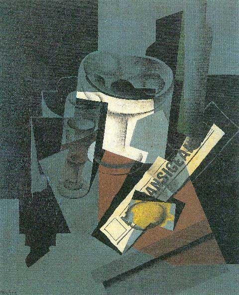 Juan Gris - Still Life With Newspaper: Artist: Juan Gris - Title: Still Life With Newspaper - Medium: Fine Art Reproduction Giclee on Canvas - Image Size: Approximately 20 inches x 16.25 inches - Unframed on Unstretched Canvas - Biography: