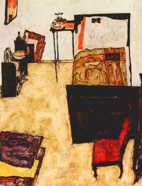 Egon Schiele - Schiele s Living Room In Neulengbach: Artist: Egon Schiele - Title: Schiele s Living Room In Neulengbach - Medium: Fine Art Reproduction Giclee on Canvas - Image Size: Approximately 20 inches x 15.25 inches - Unframed on Unstretched Canva