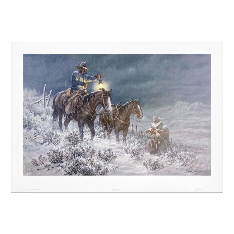 High Range Early Arrival by Fanning (1938-2014): High Range Early Arrival is a limited edition lithograph on paper by Larry Fanning (1938-2014), numbered and hand signed with a Letter of Authenticity. Measures approximately 22.5 x 14.5 (image).