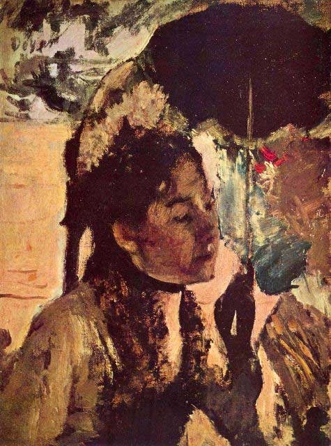 Edgar Degas - In The Tuileries - Woman With Parasol: Artist: Degas - Title: In The Tuileries - Woman With Parasol - Medium: Fine Art Reproduction Giclee on Archival Canvas - Image Size: Approximately 20 inches x 14.75 inches - Framed: Unframed on Unstre