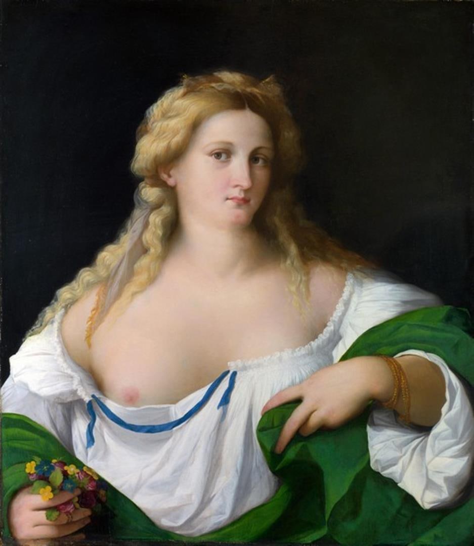 Palma il Vecchio - A Blond Woman: Artist: Palma il Vecchio - Title: A Blond Woman - Medium: Fine Art Reproduction Giclee on Canvas - Image Size: Approximately 20 inches x 17.25 inches - Unframed on Unstretched Canvas - Biography: Palm