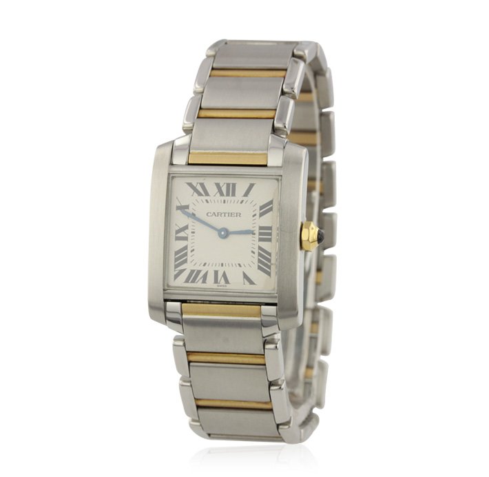 Cartier Tank Francaise Midsize Two-Tone Wristwatch GB82: Cartier Tank Francaise Midsize Two-Tone Wristwatch GB823. Good Condition! BB9062OG. One Cartier Tank Francaise midsize two-tone wristwatch. The watch features: stainless steel case, stainless steel an