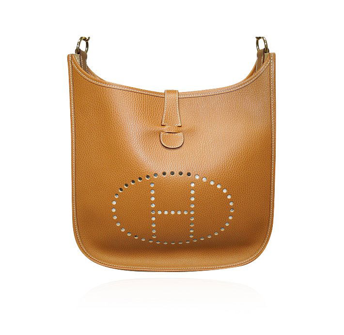 Authentic Hermes Evelyn Bag in Natural Leather LB3: Authentic Hermes Evelyn Bag in Natural Leather LB3. Great Pre-Owned Condition! LT4022OU. The Hermes Evelyn bag was designed in 1978 and in more recent years began surging to popularity. The long shoul