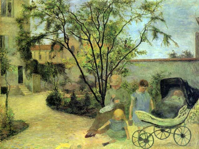 Paul Gauguin - Garden in Rue Carcel: Artist: Paul Gauguin - Title: Garden in Rue Carcel - Medium: Fine Art Reproduction Giclee on Canvas - Image Size: Approximately 15 inches x 20 inches - Unframed on Unstretched Canvas - Biography: Fren