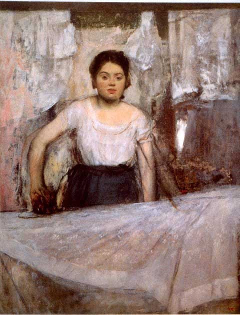 Edgar Degas - Woman Ironing: Artist: Degas - Title:Woman Ironing - Medium: Fine Art Reproduction Giclee on Archival Canvas - Image Size: Approximately 20 inches x 15.25 inches - Framed: Unframed on Unstretched Canvas - Edgar Dega