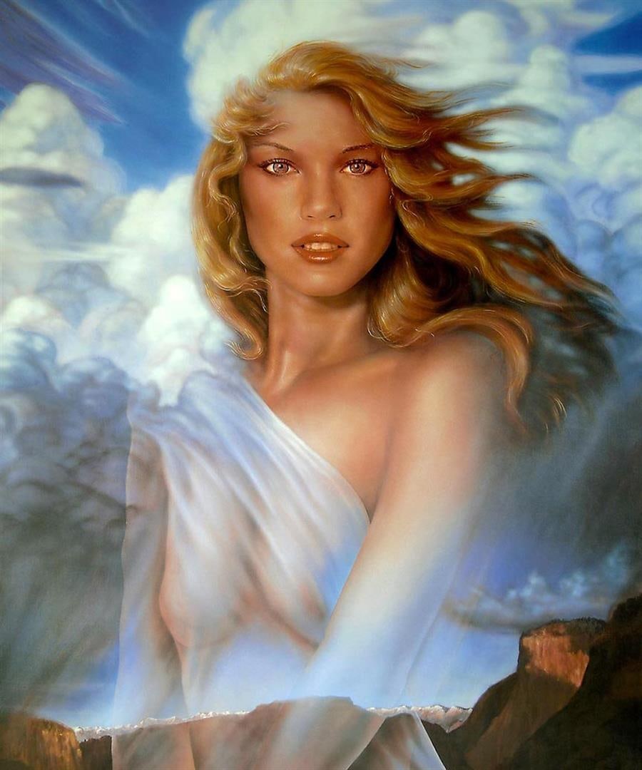 ATHENA by Charles Lynn Bragg: Offset and serigraph on paper, limited edition by Charles Lynn Bragg. Athena's wisdom will illuminate and her gaze can seduce any mortal man. 21 x 25