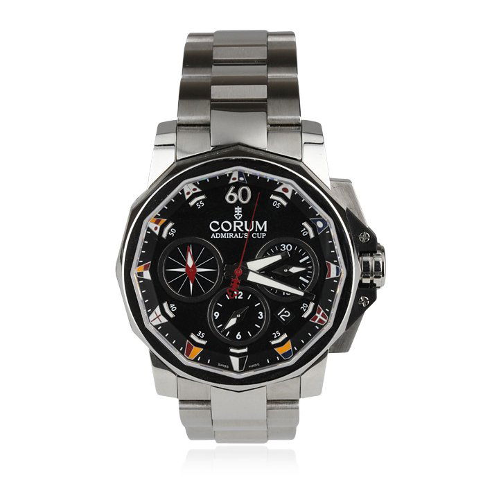 Corum Admiral's Cup Challenge 44 Stainless Steel Wristw: Corum Admiral's Cup Challenge 44 Stainless Steel Wristwatch GB793. Great Condition! RE9063ES. One gents Corum Admiral's Cup Challenge 44 stainless steel chronograph wristwatch. The watch features: sta