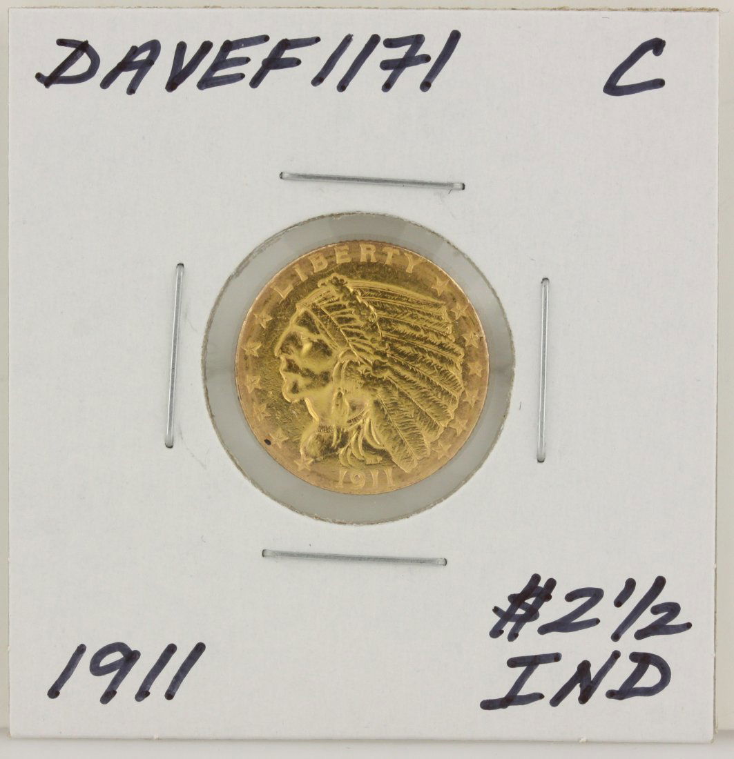 1911 $2 1/2 C Indian Head Quarter Eagle Gold Coin DAVEF: 1911 $2 1/2 C Indian Head Quarter Eagle Gold Coin DAVEF1171. As-Is Condition! BM982LL. One 1911 $2 1/2 C Indian Head Quarter Eagle Gold Coin. Thank you for viewing this lot! We are always adding new i