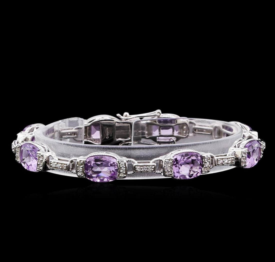 Crayola 17.00 ctw Pink Amethyst and White Sapphire Bracelet - .925 Silver: From the brand whose products have inspired creative expression for more than 110 years comes this beautiful bracelet by Crayola. This stunning piece of jewelry reflects the image and colorful persona