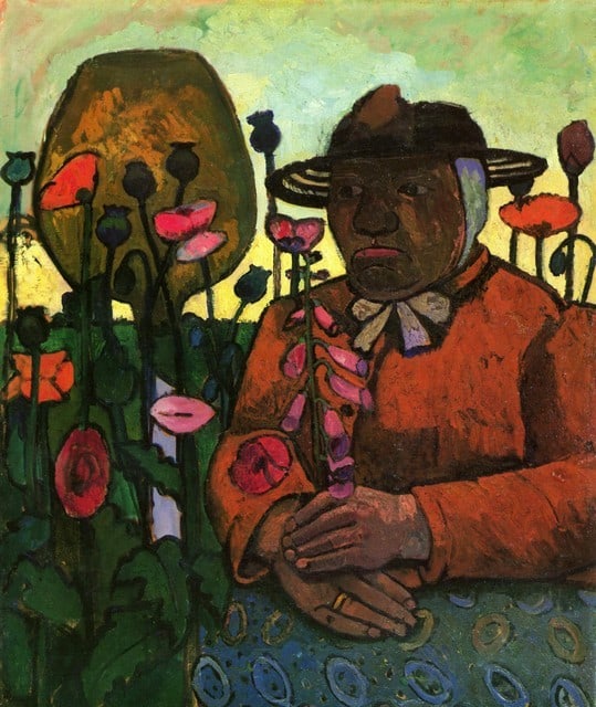 Paula Modersohn-Becker - Old Woman in the Garden: Artist: Paula Modersohn-Becker - Title: Old Woman in the Garden - Medium: Fine Art Reproduction Giclee on Canvas - Image Size: Approximately 20 inches x 16.75 inches - Unframed on Unstretched Canvas -
