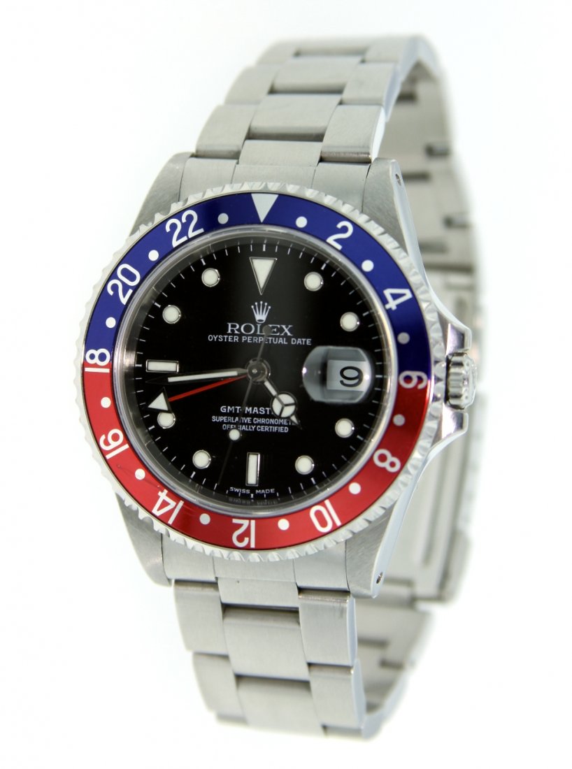 Gents Rolex Date Model GMT-Master II Wristwatch A3953: Gents Rolex Date Model GMT-Master II Wristwatch A3953. Excellent Condition! IC1593QZ. One gents hand crafted & machine milled Rolex Date GMT-Master II model wristwatch, electronically tested stainless
