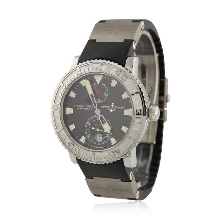 Ulysse Nardin Marine Diver Chronometer 1846 Wristwatch : Ulysse Nardin Marine Diver Chronometer 1846 Wristwatch GB821. Good Condition! PP9033PV. One Ulysse Nardin Marine Diver Chronometer 1846 wristwatch. The watch features: stainless steel case, rubber ban