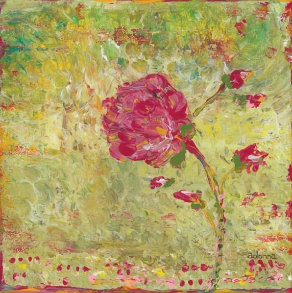 Rose Blossom by Adonna Original: Acrylic / Oil pastel on stretched canvas by Adonna. 8 x 8. What's in a name ?
