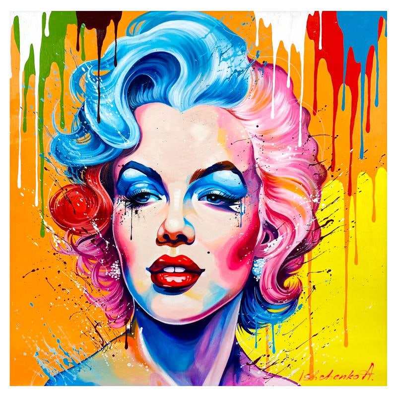 Marilyn Monroe by Ishchenko Original: "Marilyn Monroe" is an original acrylic painting on canvas by Alexander Ischenko, hand signed by the artist. Includes Letter of Authenticity. Measures approx. 36" x 36" (image).