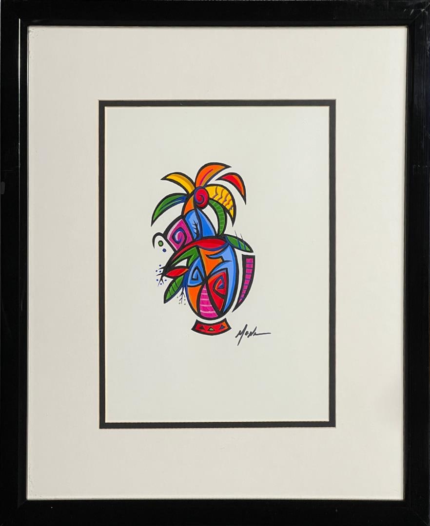 Flower Vase Study IV by Guido, Mena: Flower Vase Study IV by Guido, Mena. Original One-of-a-Kind Hand Signed Ink Drawing Framed. Frame Good. Dimensions: 11.5 x 8.5. Excellent Condition.