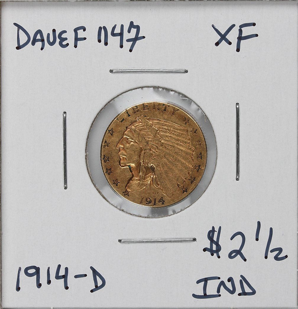 1914-D $2 1/2 XF Indian Head Quarter Eagle Gold Coin Da: 1914-D $2 1/2 XF Indian Head Quarter Eagle Gold Coin DaveF1147. As-Is Condition! GF913EK. One 1914-D $2 1/2 XF Indian Head Quarter Eagle Gold Coin. Thank you for viewing this lot! We are always adding