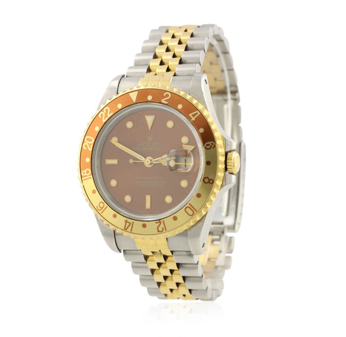 Gents Rolex GMT Master II Two-Tone Wristwatch A4486: Gents Rolex GMT Master II Two-Tone Wristwatch A4486. Good Condition! QP9003GV. One, hand crafted & machine milled Rolex GMT-Master II Date model wristwatch electronically tested, stainless steel Case: