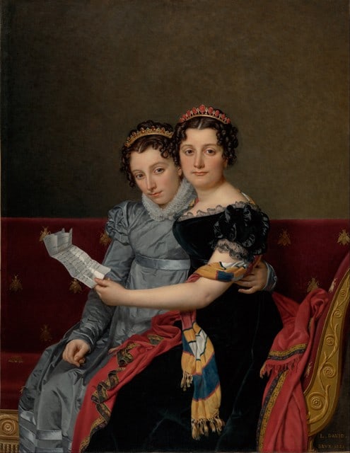 Jacques-Louis David - The Sisters Zenaide and Charlotte Bonaparte: Artist: Jacques-Louis David - Title: The Sisters Zenaide and Charlotte Bonaparte - Medium: Fine Art Reproduction Giclee on Canvas - Image Size: Approximately 32 inches x 24.75 inches - Unframed on Uns