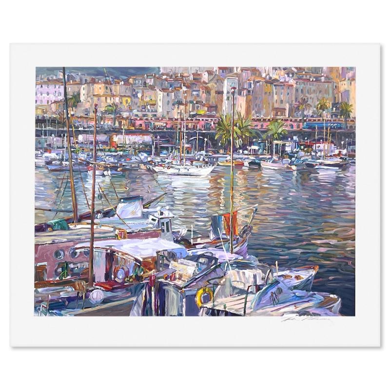 Menton by Henri Plisson (1933-2006): "Menton" is a limited edition serigraph on paper by Henri Plisson (1933-2006), numbered and hand signed by the artist. Includes Letter of Authenticity. Measures approx. 29.5" x 35" (border), 24" x 30"