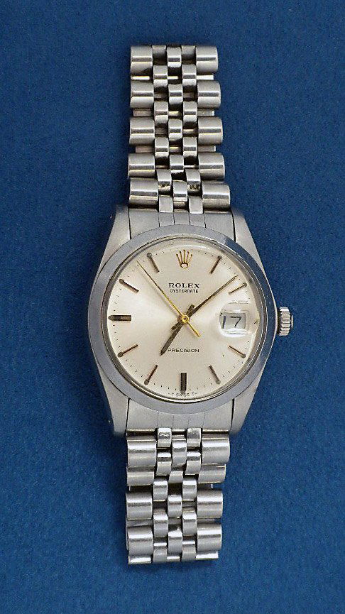 Gents Rolex OysterDate Precision Stainless Steel Wristw: Gents Rolex OysterDate Precision Stainless Steel Wristwatch A4455. Great Condition! BS1841KA. One gents, hand crafted and machine milled Rolex stainless steel Oyster Date Precision wristwatch electron