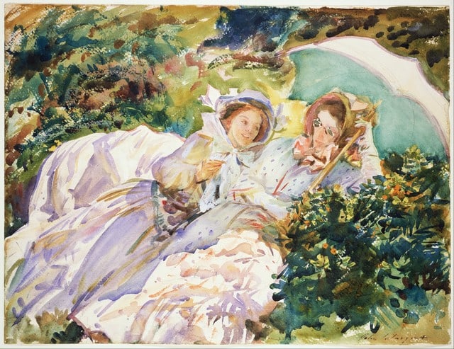 Sargent - Simplon Pass - The Tease: Artist: John Singer Sargent - Title: Simplon Pass - The Tease - Medium: Fine Art Giclee on Canvas - Image Size: Approximately 15.5 inches x 20 inches - Framed: Unframed on Unstretched Canvas - Sargent