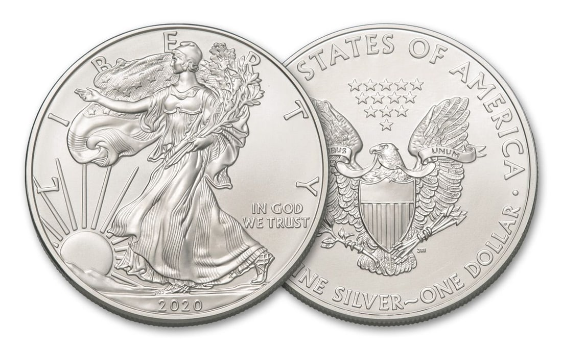 2020 American Silver Eagle .999 Fine Silver Dollar Coin: One 2020 American Silver Eagle .999 Fine Silver Dollar Coin.