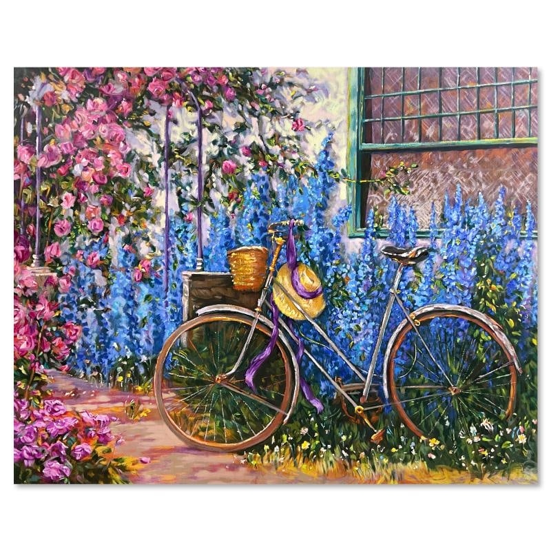 Rose Cottage by Henri Plisson (1933-2006): "Rose Cottage" is a limited edition printer's proof on stretched canvas by Henri Plisson (1933-2006), numbered 21/21 and hand signed by the artist. Includes Letter of Authenticity. Measures approx. 24