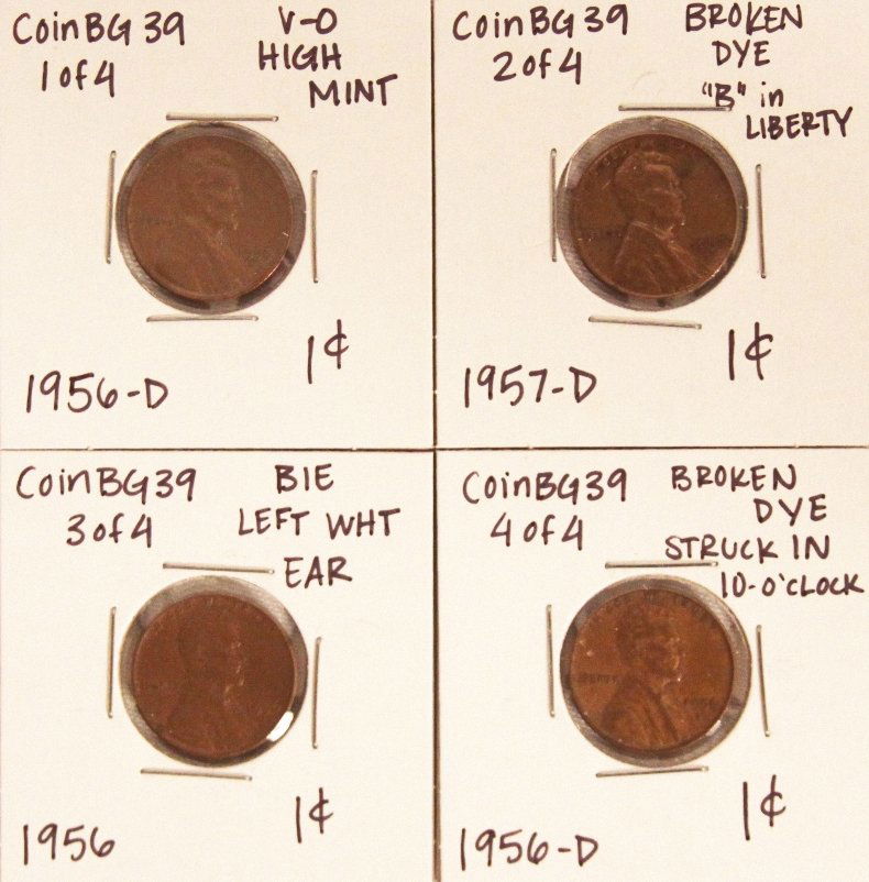 Assorted Lot of 4 Misc Die Breaks CoinBG39: Assorted Lot of 4 Misc Die Breaks CoinBG39. As-Is Condition! HD61TF. Assorted Lot of 4 Misc Die Breaks. Thank you for viewing this lot. We are always adding new inventory and new auctions, so check ba