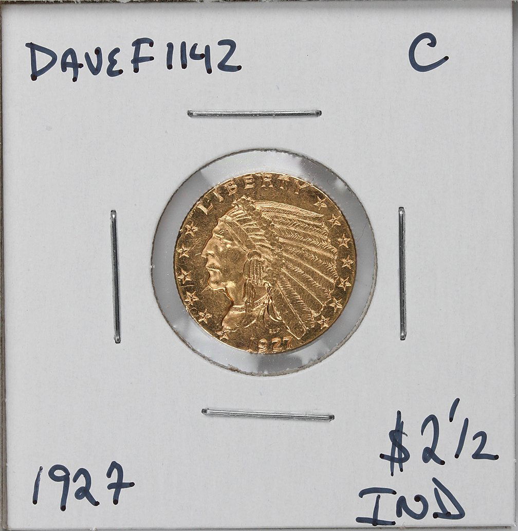 1927 $2 1/2 C Indian Head Quarter Eagle Gold Coin DaveF: 1927 $2 1/2 C Indian Head Quarter Eagle Gold Coin DaveF1142. As-Is Condition! LU982CG. One 1927 $2 1/2 C Indian Head Quarter Eagle Gold Coin. Thank you for viewing this lot! We are always adding new i