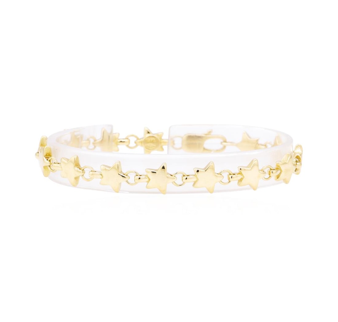 Tiffany and Company Star Link Bracelet - 18KT Yellow Gold: One Tiffany and Company star link bracelet featuring: 18KT yellow gold weighing 19.6 grams. The bracelet measures approximately seven inches in length.