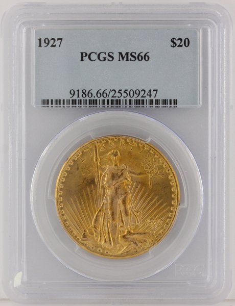 1927 $20 Liberty Head Double Eagle Gold Coin PCGS MS66 : 1927 $20 Liberty Head Double Eagle Gold Coin PCGS MS66 GCE153. As-Is Condition! LX9942WE. Thank you for viewing this lot! We are always adding new inventory and new auctions, so please check back ofte