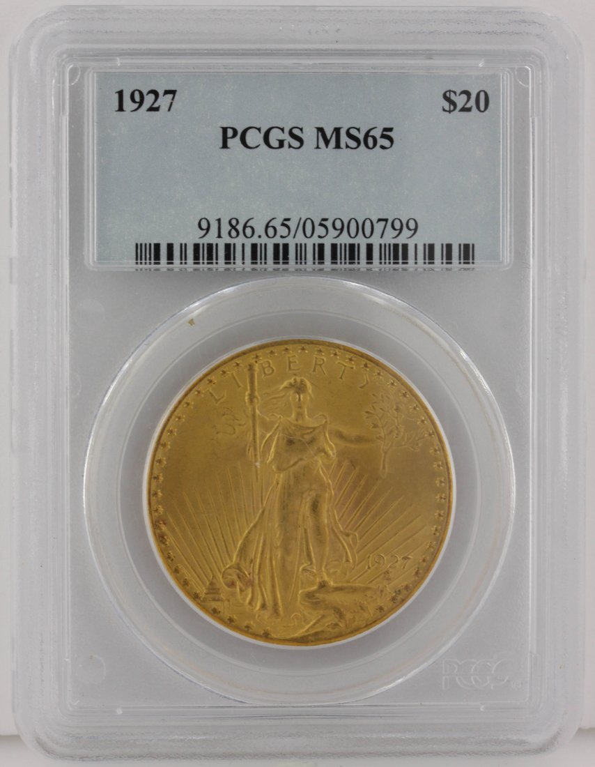 1927 $20 PCGS MS65 St. Gaudens Double Eagle Gold Coin G: 1927 $20 PCGS MS65 St. Gaudens Double Eagle Gold Coin GOP49. As-Is Condition! XD9222KN. One 1927 $20 PCGS MS65 St. Gaudens Double Eagle Gold Coin. Thank you for viewing this lot! We are always adding 