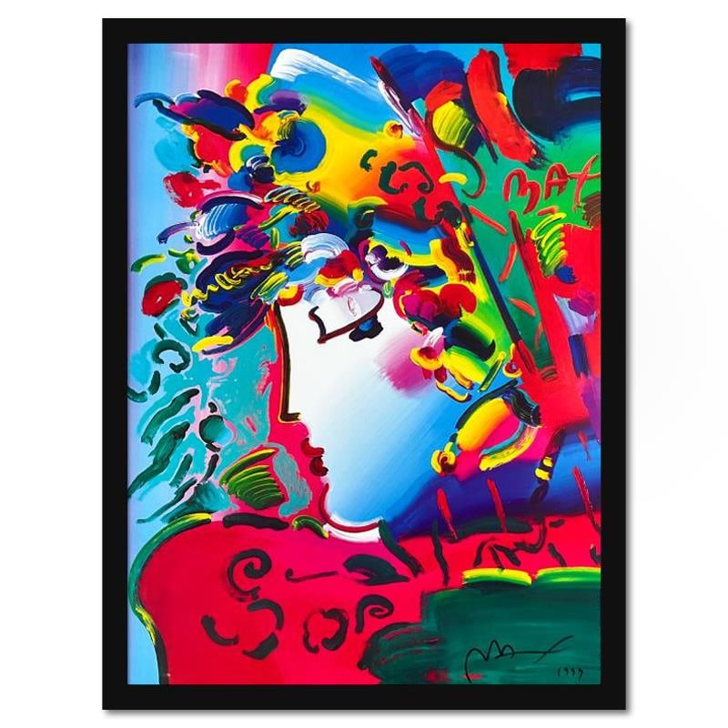Blushing Beauty by Peter Max: "Blushing Beauty" is an offset lithograph on paper by Peter Max hand signed by the artist. This piece comes custom framed. Includes Letter of Authenticity. Measures approx. 36.5" x 27.5" (frame) 32.5"