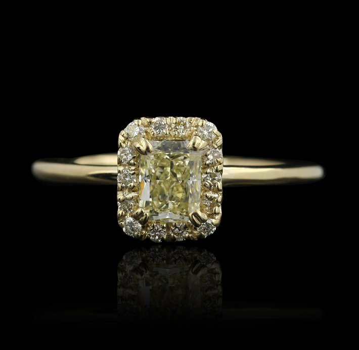 14KT Yellow Gold 0.52ct Yellow Diamond Unity Ring A4352: 14KT Yellow Gold 0.52ct Yellow Diamond Unity Ring A4352. Excellent Condition! VT356TC. One electronically tested 14KT yellow gold ladies cast diamond unity ring with a bright polish finish. Condition 
