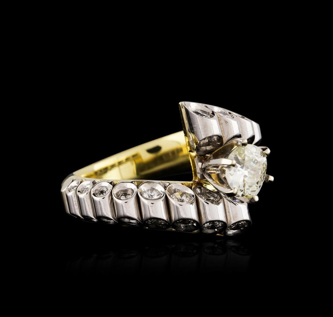 18KT Yellow Gold 1.53 ctw Diamond Ring: One electronically tested 18KT yellow gold ladies cast diamond engagement ring with a bright polish finish. Identified with markings of "18K". Condition is new. Containing: One prong set round brillia