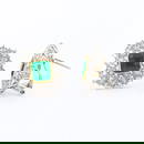 3.97 ctw Emerald and 1.17 ctw Diamond Platinum and 18K Yellow Gold Earrings