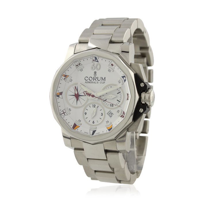 Gents Corum Admiral's Cup Challenge Chronograph Watch G: Gents Corum Admiral's Cup Challenge Chronograph Watch GB1135. Great Condition! WL9093LF. One gents Corum Admiral's Cup Challenge chronograph watch. The watch features: stainless steel case and bracele
